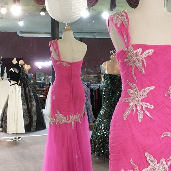 Sherri Hill Rhinestone Applique Slit Front Dress - Picture 5 of 13